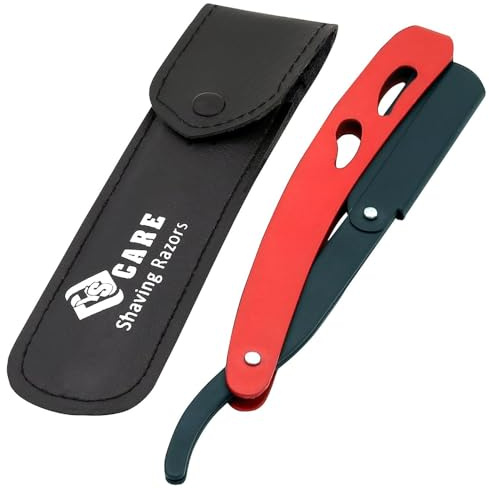 YSCARE Cut Throat Razor Stlye Straight Razor, Barber Razors, Premium Quality Straight Edge Moustache & Beard Shaving Hair Remover, Single Blade Shave, Shavette (Red/Black Stainess Steel)