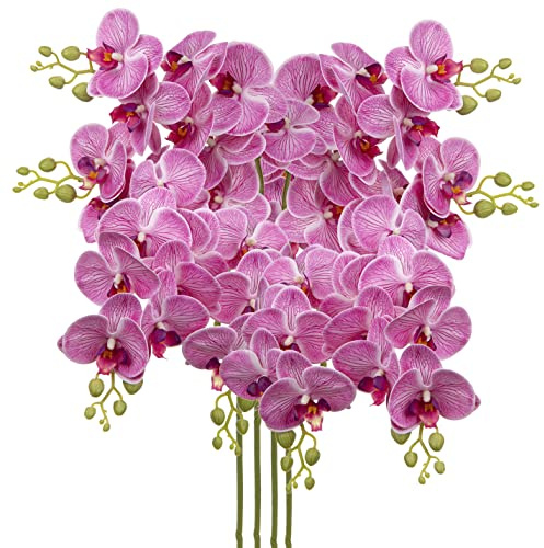 30 Inch Fuchsia Orchids Artificial Flowers Real Touch Phalaenopsis Spray Artificial Orchid Stems with 12 Flowers Fake Moth Tall Faux Flowers Arrangement for Home Decor, Party Wedding Decoration