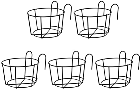 Angoily 5 STK Hängender Blumenständer Balkonpflanzenk?rbe Balkonblumentopfhalter Blumentopf Für Den Balkon Blumentopf Stand Hängender Geländer-pflanzgefäß Blumenbeet Drinnen Eisen