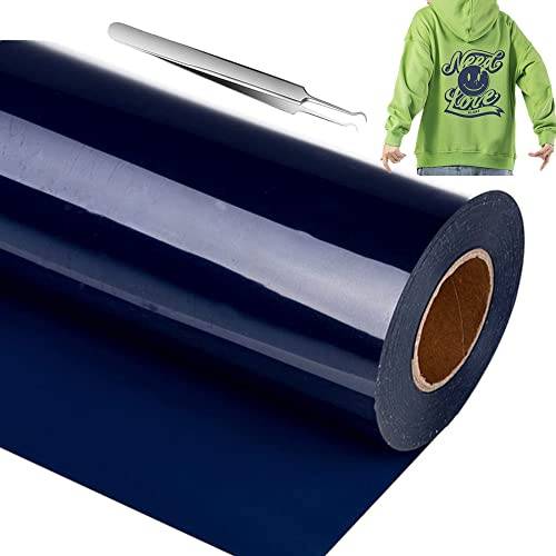 NCRGB Plotterfolie Textil 30.5×305cm,TransferfolieVinyl Vinylfolie Plotter Bügelfolie zum Bedrucken,Flexfolie Plotter Textil für DIY-T-Shirt & Anderen Stoffen Stoffe (Marineblau)
