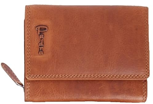 Geldbörse Damen Leder Braun/Mini Börse Portemonnaie Frauen Geldbeutel Portmonee Damenbörse Damentasche Lederbörse Geldtasche RFID Schutz - Kreditkartenetui/SHG