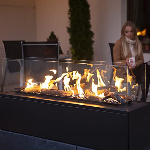 KRATKI Panoramac - Calefactor horizontal para patio (17,5 kW, acero y cristal, diseño de acero y cristal, gas propano-butano, G30/50 mbar, 56,9 x 118,5 cm)
