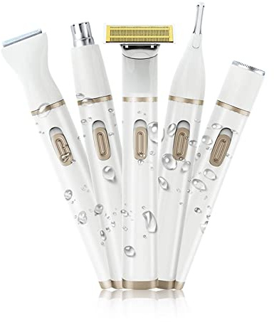 5-in-1-Elektrorasierer für Frauen Geringer Schmerzloser Körper-Haarentfernungs-Geräusch-Körper-Epilierer Damen-Rasierer-Set für Gesicht Nase Haare Augenbrauen Ganzen Körper