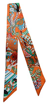 JERLA Unisex-Erwachsene Glas Haarschleife Seidenschal, B Orange, 33.5×1.97