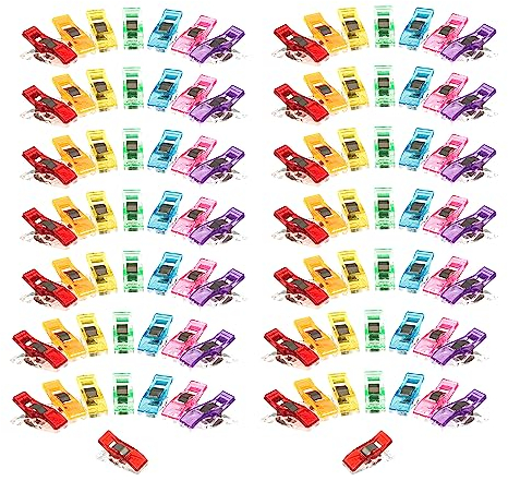 Milward Quilters Clips Stoffklammern Nähklammern Wunderklammern Verschiedene leuchtende Neonfarben, 2,7 x 1 x 1 cm, 100 Klammern, Neon