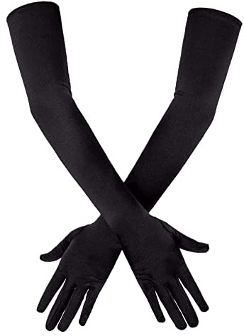 SamHeng Guantes de noche largos Guantes de codo de satén Guantes de vestir de novia Guantes de novia de la boda Guantes de 1920 para mujeres