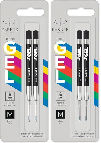 Parker Jotter Originals Nachfüllminen mit Geltinte | schwarze Geltinte Nachfüllungen | mittlere Schreibspitze mit (0,7 mm) | 2 Stück (Packung mit 2)