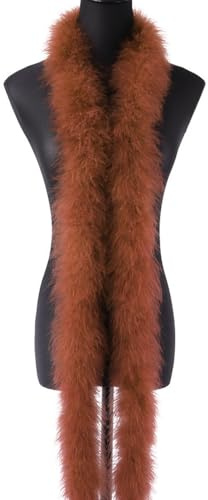 2m 8cm Federboa Truthahnfedern Boa,Flauschige Plüsch-Feder Boa Federstola Federschal Federgirlande für Weihnachtsbaum Hochzeit Basteln Burlesque Karneval Party 20er Jahre Kostüm Deko,ca. 20g Braun
