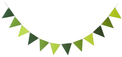 5M Grünes Wimpelbanner, Wimpelkette Aus Papier Dreieckige Flaggen Girlande Für Geburtstag Hochzeit Babyparty Verlobung Junggesellenabschied Jahrestag St. Patrick'S Party Dekorationen