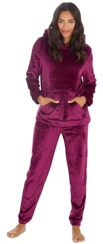 INSIGNIA Womens Pyjamas Sets Hooded Fleece (UK, Alpha, M, Regular, Regular, Burgandy)