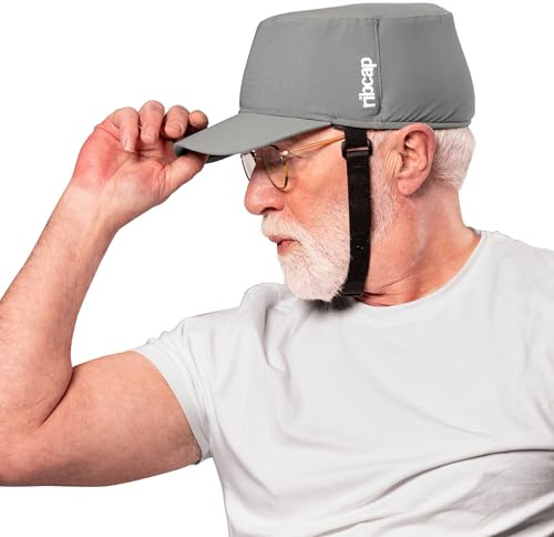 Ribcap Casco Protettivo di Grado Medico | Grigio | Casco Morbido per l'epilessia | Casco Protettivo per Le Crisi epilettiche | alla Moda e Senza Stigma | Tessuto Strecth