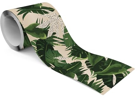 Muralo - Bordo autoadesivo – Bordo da parete – Decorazione da parete – Decorazione da parete per pareti, mobili, soffitti, carta da parati, rivestimenti murali, porte – Foglie verdi tropicali –
