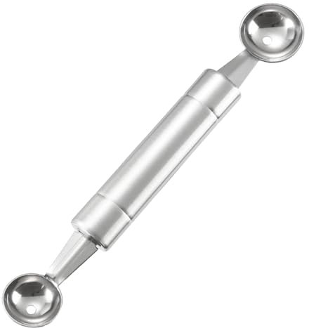 Scavino per frutta a doppia testa, taglia anguria, in acciaio inox, manico ergonomico, gadget da cucina, per uso alimentare per frutta, polpette e gelati