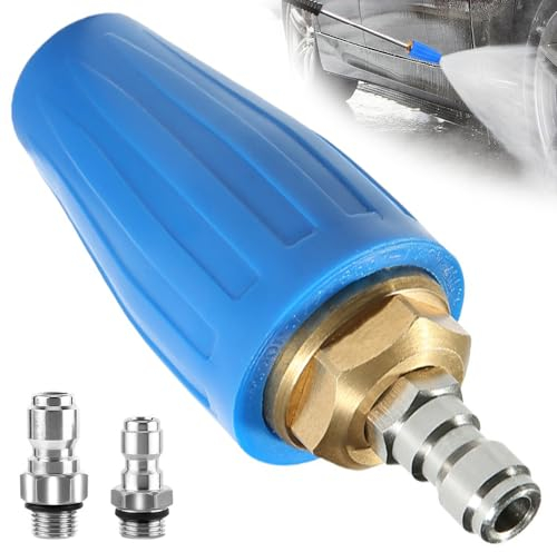 Rotating Turbo Nozzle for Pressure Washer, Stainless Steel Multi-Function Power Washer Spray Nozzle 4000 PSI 4.0GPM Quick Release Quick Connect with 1/4'' 3/8'' Quick Connectors for Car & Outdoor