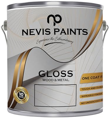 NEVIS PAINTS - Black Gloss Paint Enamel - Perfect For Wood and Metal Doors & Windows- Interior and Exterior For Home - 12m2 per Litre Coverage- 0.75 Liters