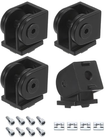 sourcing map 4Pcs Die-Cast Aluminum Pivot Joint 180°Adjustable Flexible Pivot Joint Connector with M6 Screws for 2020 Series Aluminum Extrusion Profile, Aperture 6mm, Black