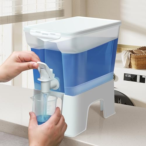 Tokokimo Packung mit 2 Waschmittelspendern, 4,5 l, großes Fassungsvermögen, Waschmittelspender mit Wasserhahn - Aufbewahrungsbox für Weichspüler, Waschmittelbehälter