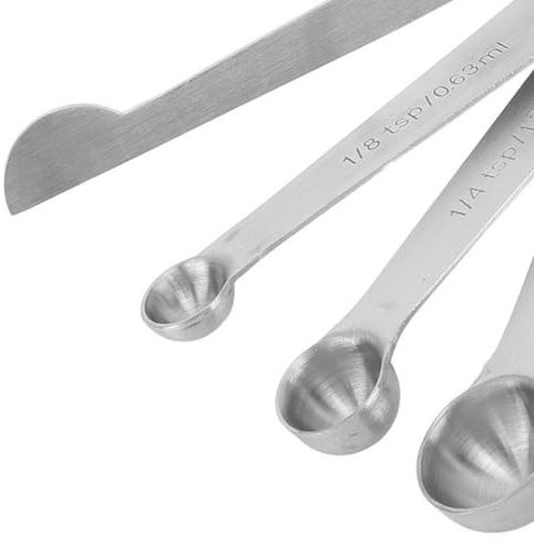 Sunicon Stainless Steel Measuring Spoons Set, 7 PCS Measuring Spoons Set with Leveler Round Metal Teaspoon Tablespoon Measuring Spoons for Baking Cooking