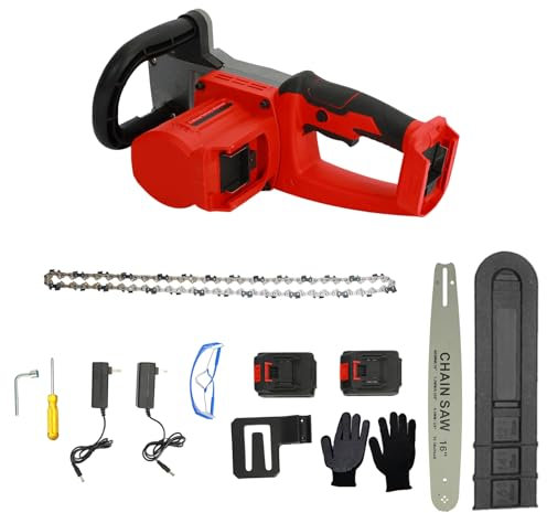 Ehozirta 3800W Electric Chainsaw Brushless Motor High Speed Ergonomic Handle Long Endurance Rechargeable Cut Tree Metal Handheld Cordless Wood Cutter Chainsaw Set for Home UK