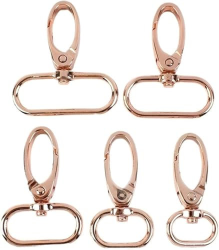 DFGLIK 20 Stück 13–38 mm Riemenschnalle für Tasche, Metall, drehbarer Karabinerverschluss, Hundehalsband, Karabinerhaken, Gürtelclip, DIY-Zubehör, 32 mm, 20 Stück, Roségold
