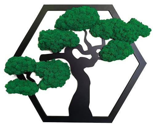 Scandinavian Moss Moosbilder in Form Eines Baumes - Schön Aussehender Wand Baum - Bringen Sie Leben Ihre Wohnung - Wandbild aus Natürlichen Rohstoffen und Deko Moos 50cm