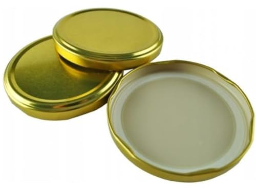 Do It At Home DIAH 8 Pack Gold Jar Lids Ø 82mm with 6 Hooks - Airtight Twist-Off Replacement Caps for DIY Jam, Honey & Pickling - Professional Heat-Resistant Preservation Seals (Set of 8)
