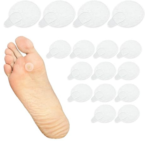 Cerotti Occlusivi per Verruche 16 Pezzi con Acido Salicilico - 4PZ x 19mm + 12PZ x 12mm - Rimozione Sicura e Protezione Cutanea, Adatti Anche per Porri