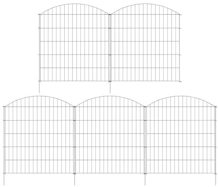 5 stycken dekorativa trädgårdsstaket komplett set campingstaket av järn, svart dekorativt stängsel, dammstaket, stängsel, metallstaket, landskapsstaket för damm, trädgård och utomhushage