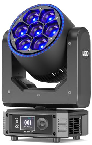 300W Testa Mobile Luce di Festa RGBW LED, Wash Palcoscenico Lampada a Spot Beam Zoom Luce spettacolo DMX512 Strobo Z-asse 360° Rotazione infinita per Discoteca DJ Natale Matrimonio