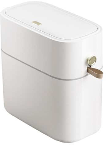 Iouyjiu Liten soptunna med lock, automatisk rörelsesensor Slim Dustbin, 8L kompakt tvätthink för badrum, sömn, RV, skrivbord, toalett, tvättstuga, utrymmen, inomhus och utomhus daglig