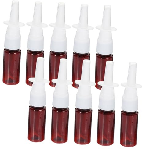 SAFIGLE Vaporisateur Nasal à Brume Fine En Plastique Pet Marron 10 Pièces 15 Ml Petit Flacon Portable Pour Voyage Bouchon De Protection Transparent