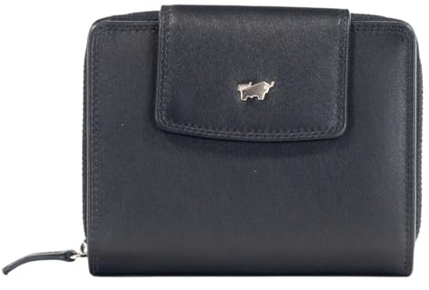 BRAUN BÜFFEL Herren Geldbörse aus echtem Rindsleder Golf mit RFID Schutz - Mittelgroße Reißverschluss-Geldbörse mit 12 Kartenfächern - Edles Schwarz