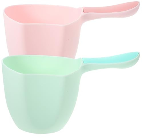 BATHVEVE Cucharones De Agua Domésticos Ergonómicos 2 Piezas (rosa Claro Verde Claro) Utensilios De Cocina Resistentes Para Baño y Cocina Uso Múltiple Para Hogar y Jardinería