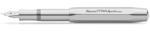 Kaweco TITAN SPORT Füllhalter I Premium Titanium Füllfederhalter für Tintenpatronen mit hochwertiger Stahlfeder I Luxus Füller aus Hightech-Metall 12,7 cm I Federbreite: F (Fein)
