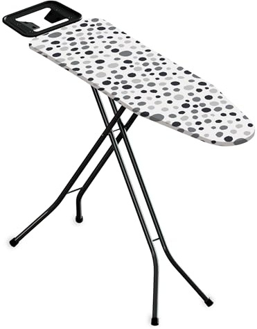 MENKËLL - Asse da Stiro 33x110 cm - In Acciaio con Leva Pieghevole, Salvaspazio con Poggiaferro Integrato, Piedi Antiscivolo, Regolabile (Pois ASS-144)