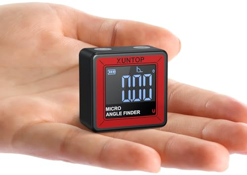 XUNTOP Small Digital Angle Finder with Bottom Strong Magnetic 4 * 90° Angle Gauge with AV Display Rechargeable Inclinometer Level Box for Woodworking Table Saw Knife Sharpening Machinery Repair