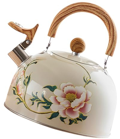 MUSISALY Bouilloire Sifflante 3L pour Cuisinière à Gaz en Acier Inoxydable Poignée Ergonomique Bouilloire de Camping Portable Grosse Capacité pour Théière sur Feu Extérieur