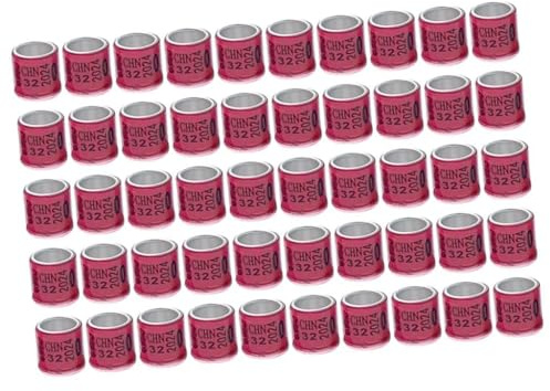 Chosertory 50x Reusable 2024 Pigeon Leg Rings 8mm Foot Bands Identification for Parrot, Quail, Bantam Finch, Chicks, Canary, Lovebirds, Pink, 0.8cm