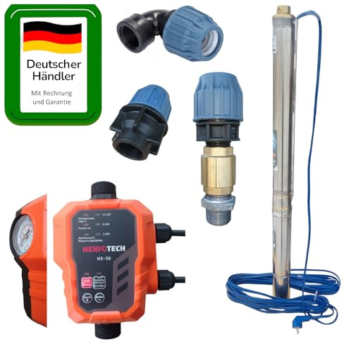 Sandresistente 3 Tiefbrunnenpumpe 3000L/h - 6bar mit Pumpensteuerung HS-30 und Zubehör - von PAG Turbo GmbH®