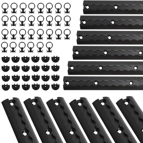 Airlineskena aluminium 12 x 1 m, lastskenor halvrund form, anodiserad lastskena med 30 lastöglor och 24 ändlock, hög stabilitet och hållbarhet, för släpvagnar, lastbilar, campare, svart