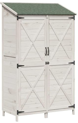 vidaXL Capanno da Giardino Bianco 106 x 56 x 176,5 cm, Ampio spazio, shed da giardino moderno in legno, resistente alle intemperie, ventilato per esterni