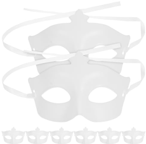Zerodeko 10 Pièces Demi-masque Facial de Fête Blanc en Plastique Respirant pour Cosplay et Soirée Mascarade, Masque Demi-facial Multipurpose Soi-même