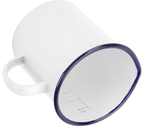 Adorainbow Mug Multifonctionnel en Émail Blanc avec Anse et Graduation, Résistant la Rouille, pour Hôtels et Familles, Grosse Capacité Pratique