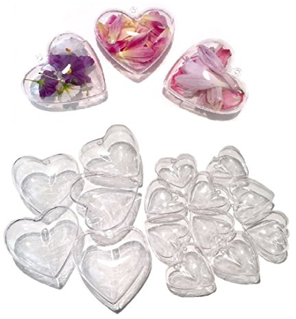 CRYSTAL KING 15 Stück Acrylformen Acryl Herzen teilbar 10cm + 6,5cm Bastelkugel transparente Acryl Formen Dekokugel Bastel Set Acrylkugel Weihnachtsbaumschmuck befüllen befüllbare Christbaumkugeln