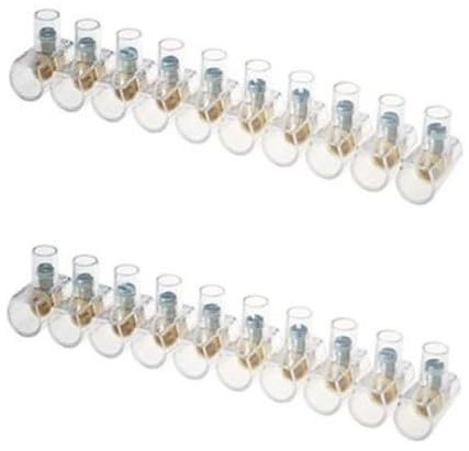 Set 2 pezzi - Morsetti Cappuccio 10mmq Stecca 10 Poli Trasparente Connessione Elettrica Isolamento Vite - Trasparente
