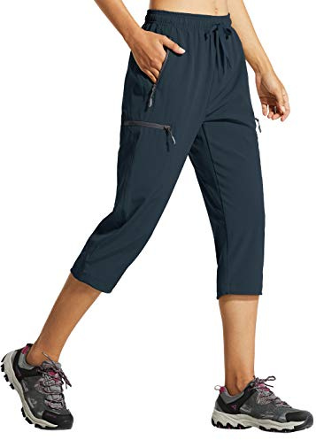 Libin Women's Capri Pants Cropped Cargo Hiking Capris Pants, Navy M