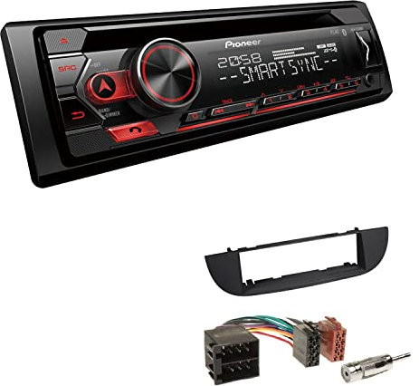 Pioneer DEH-S320BT 1-DIN Autoradio Bluetooth CD-Tuner USB Spotify inkl. Einbauset passend für FIAT 500 500C 2007-2015 Schwarz