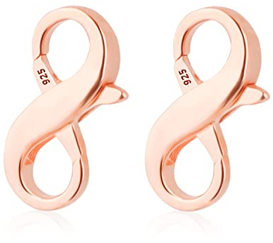 KINBOM 2stk Karabiner Verschluss Silber, Roségold 925 Sterling Silber Armbandverschluss Halskettenverschluss Silber für Heimwerker Schmuck Herstellung und Reparatur (14,2mm)