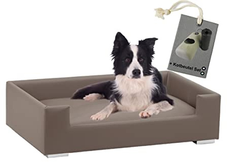 Rohrschneider Hundesofa Candy - Hunde Kissen mit Rand - kl. Hunde (Taupe)