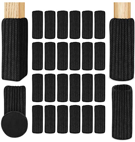 OSDUE Chaussette Chaise pour Pieds de Chaise, 24pcs Chaussettes de Chaise Mobilier en Feutre, Patins Antidérapants pour Convient aux Pieds de Chaise, Évitez Les Rayures et Le Bruit, Noir